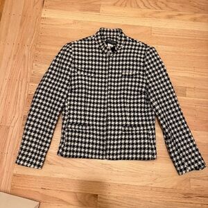 Larry Levine Black and White Houndstooth Zip Jacket